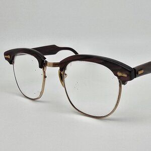 Shuron 1/10 12K G.F. Brown Stripped Gold Horn Rimmed Eyeglasses Frame 44-22-122